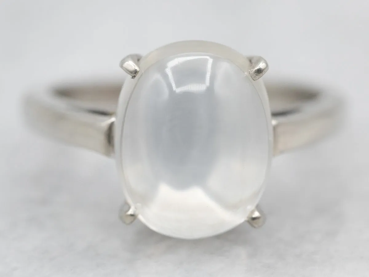 *RESERVED* White Gold Moonstone Solitaire Ring