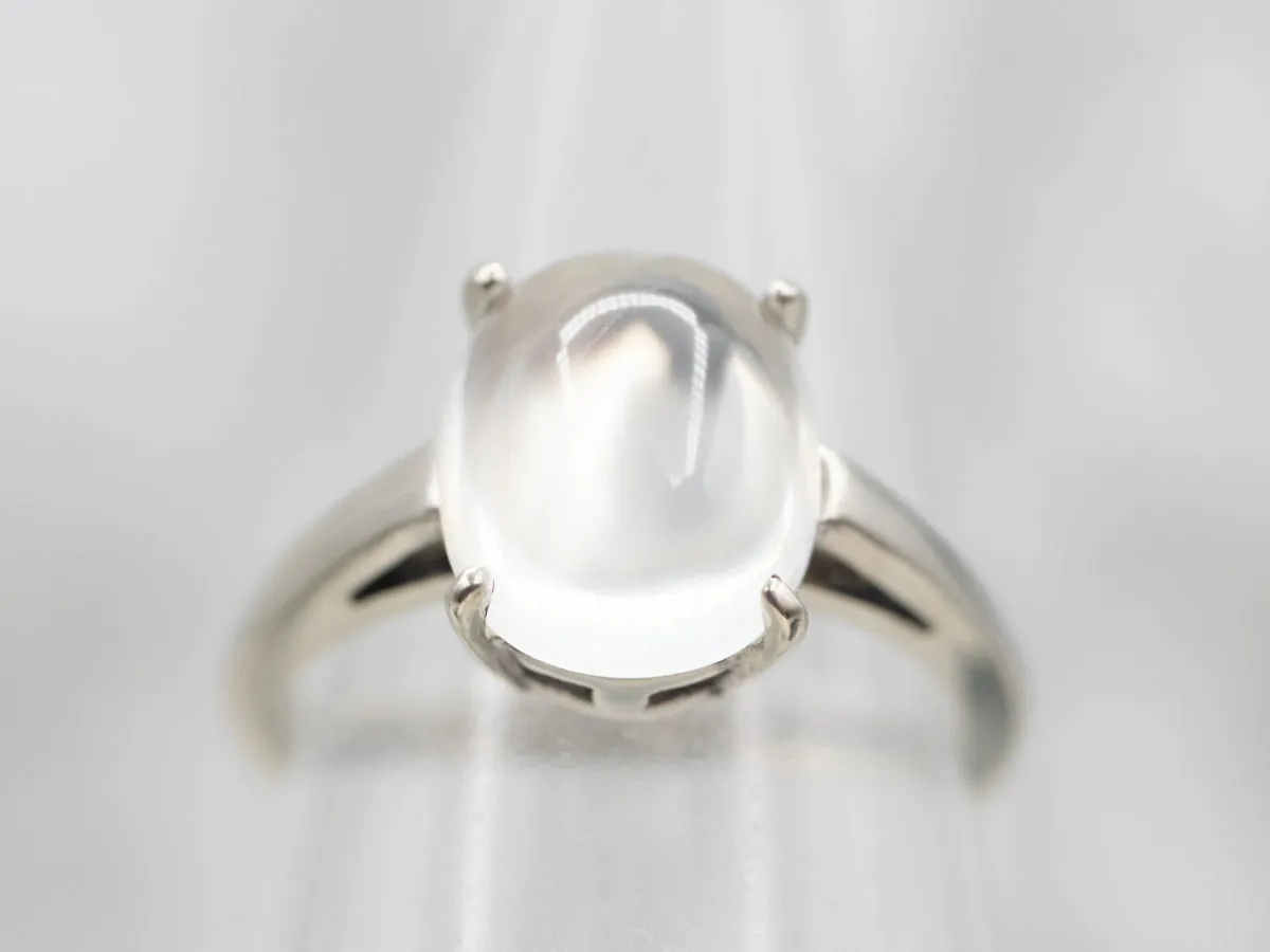*RESERVED* White Gold Moonstone Solitaire Ring