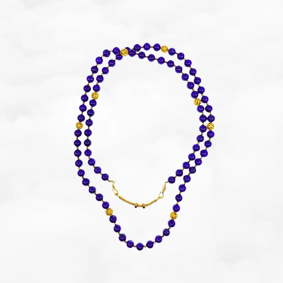 Return to Origin Beaded Lapis Necklace with Tassels