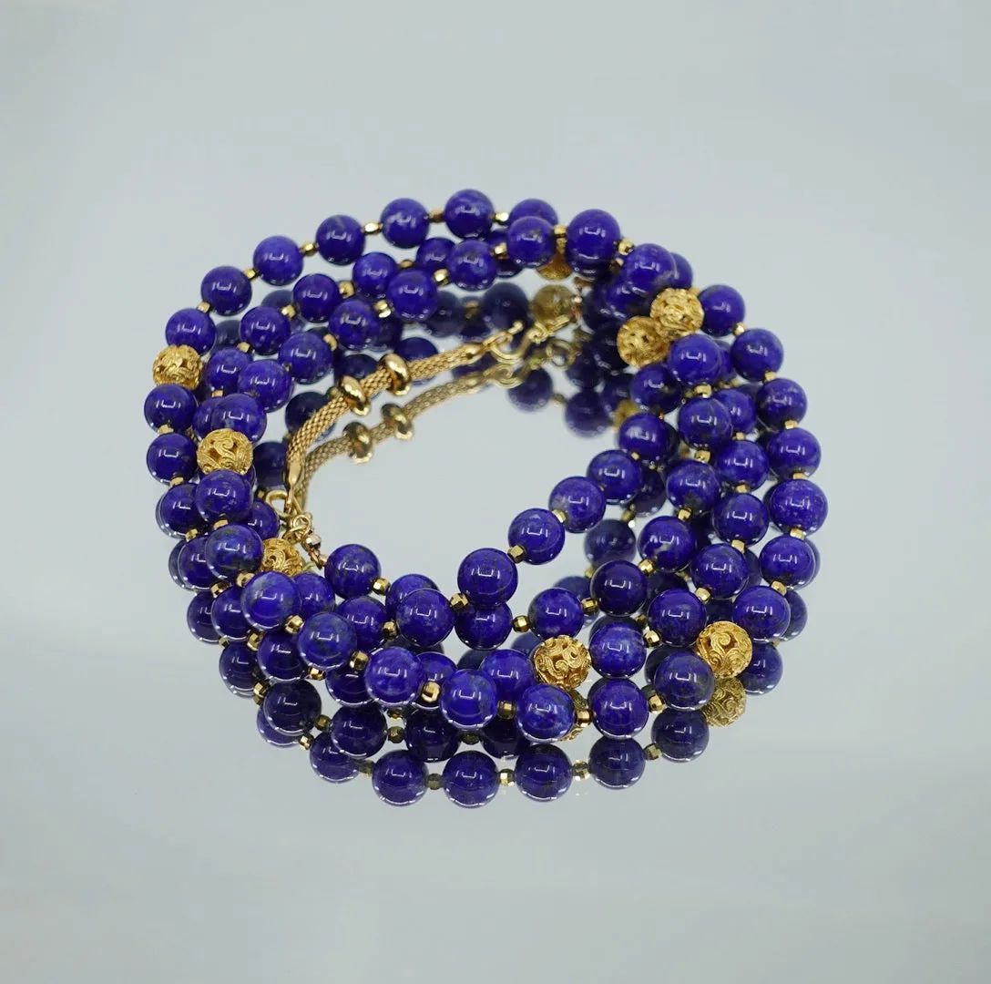 Return to Origin Beaded Lapis Necklace with Tassels