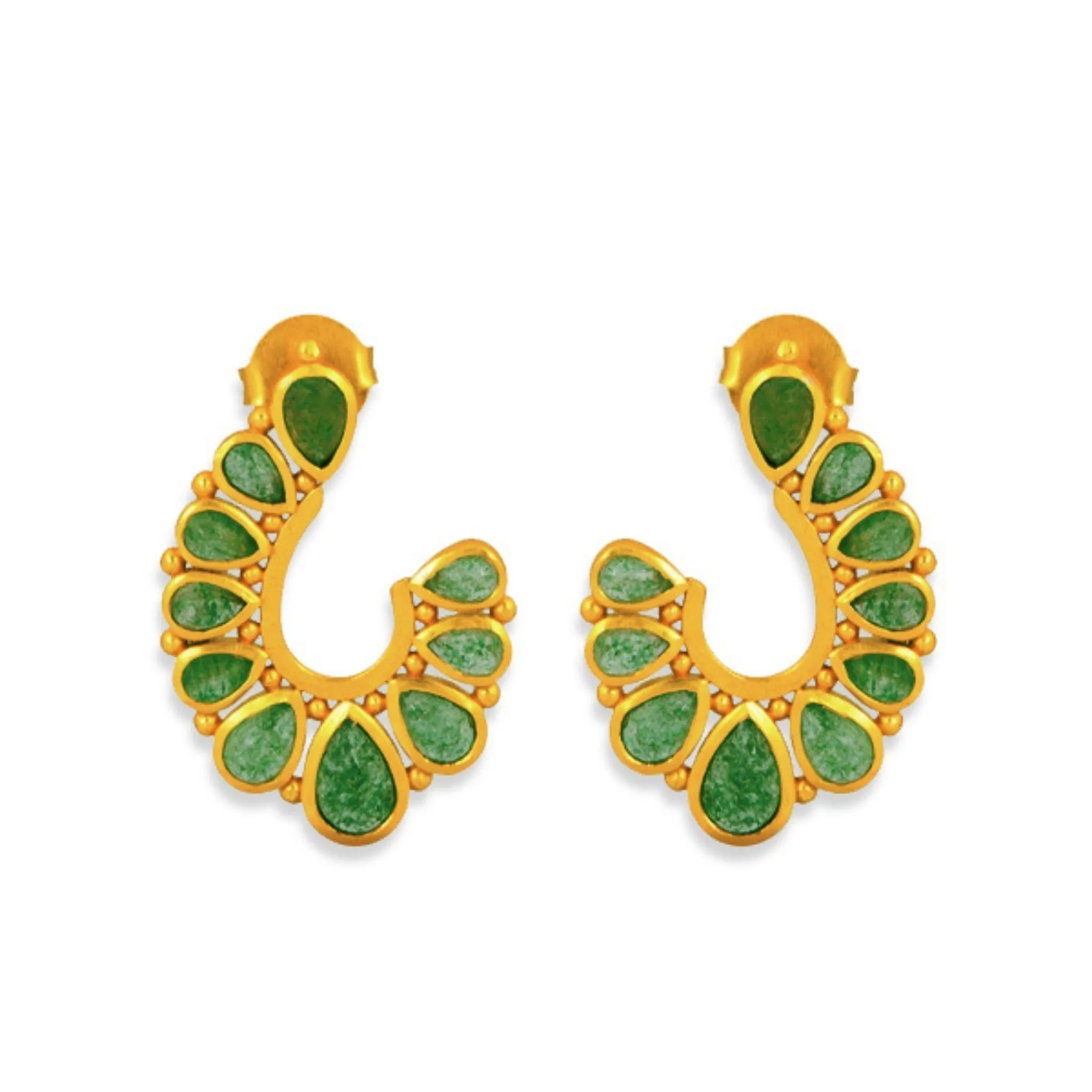 Riverbend Earrings - Green Strawberry Quartz