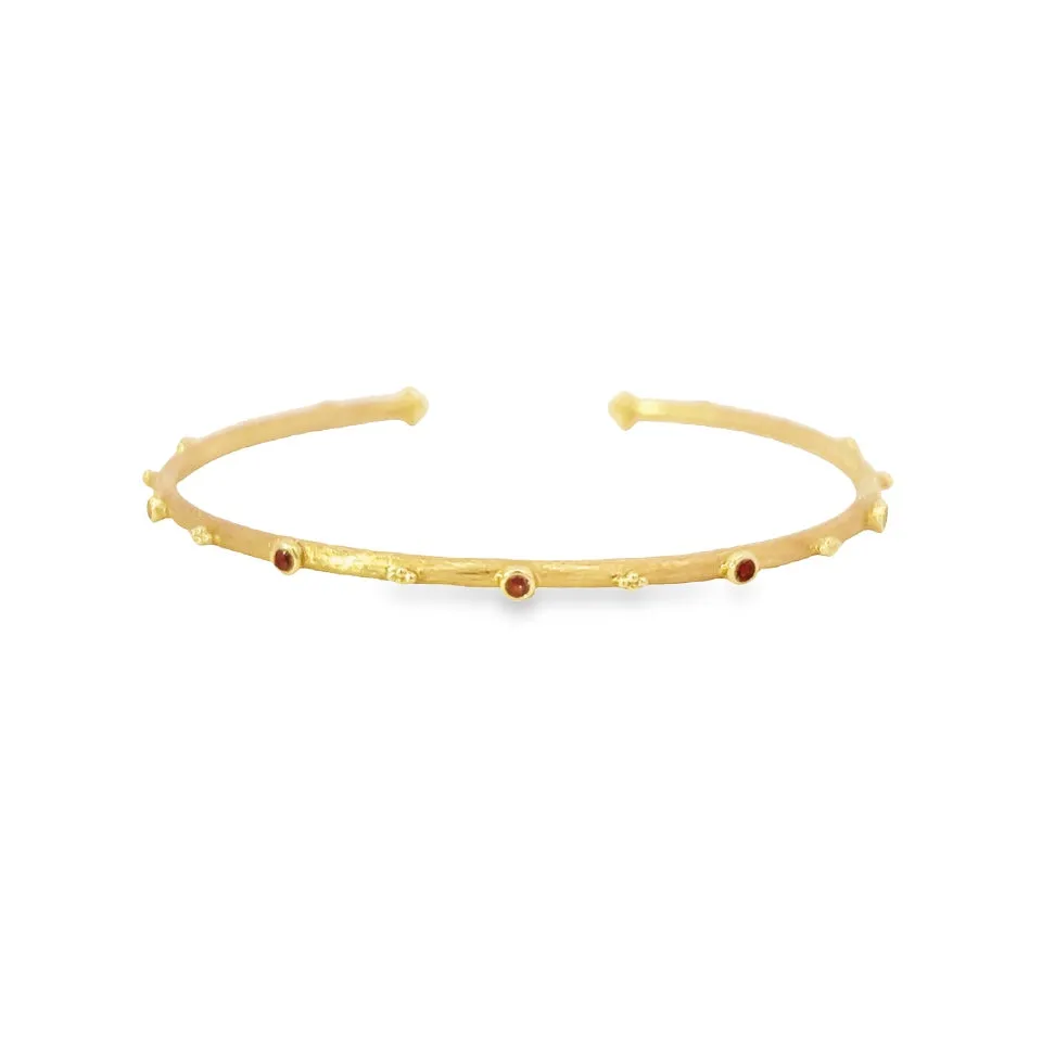Round Ruby Station Flexible Cuff Bangle Bracelet