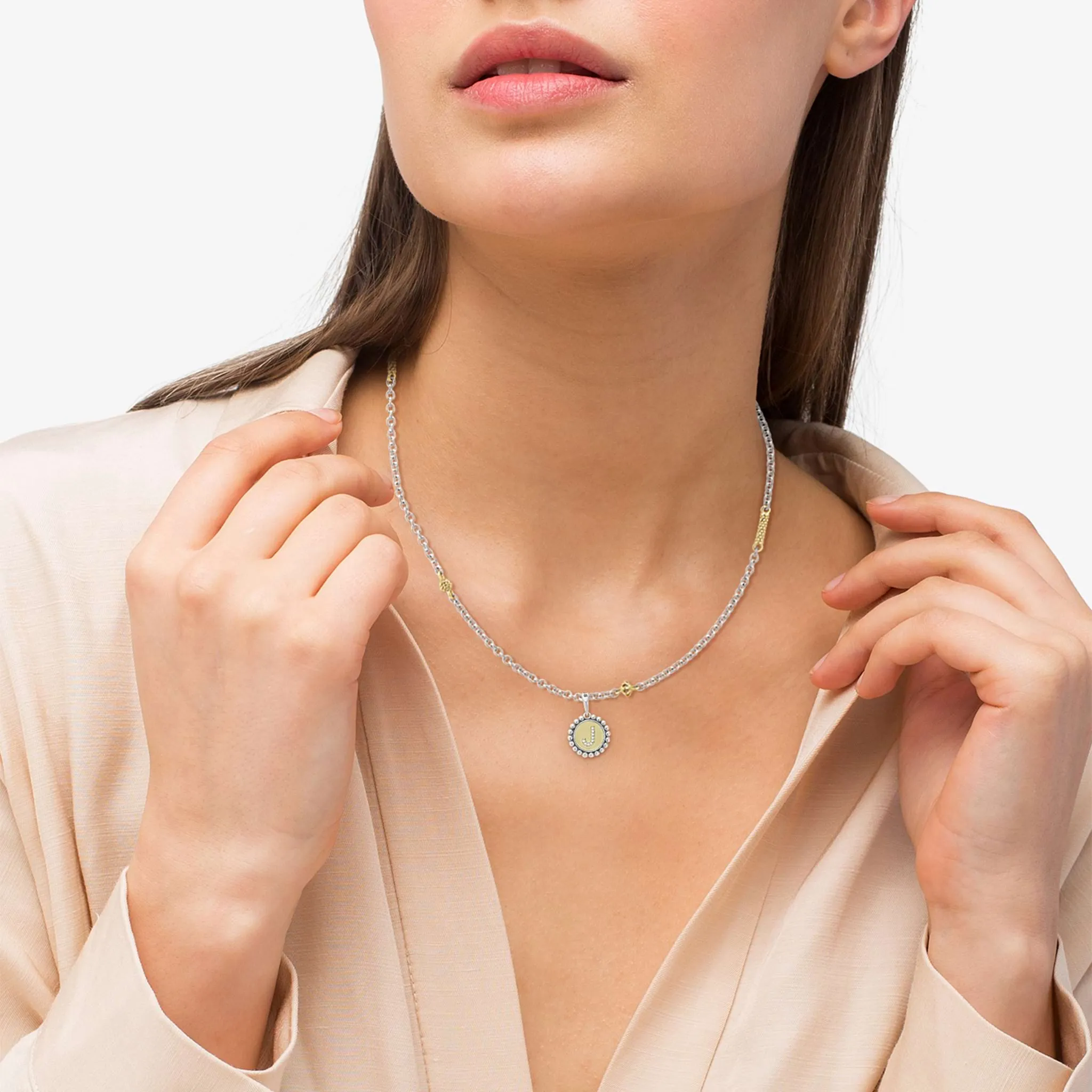 Signature Caviar J Initial Diamond Charm Necklace