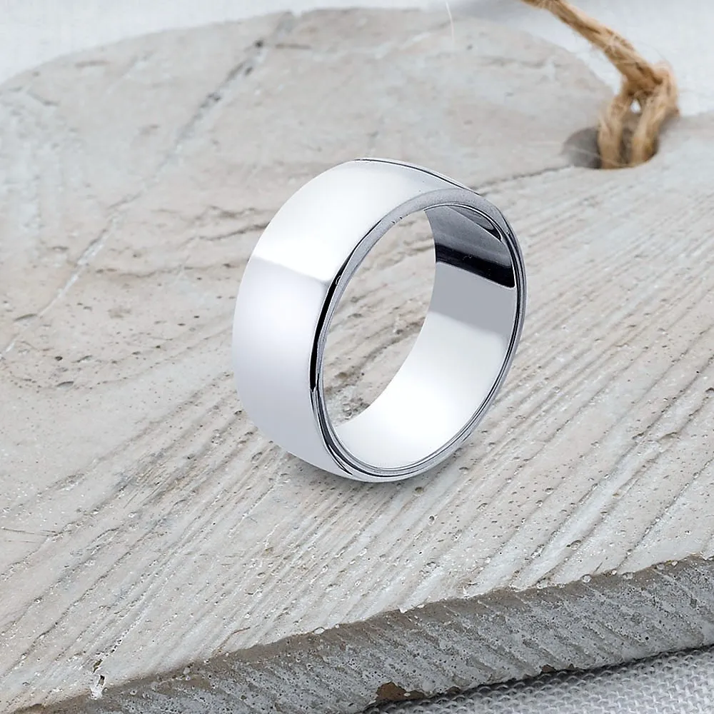Silver Band Ring - SR107 Curved Band Sizes G - R