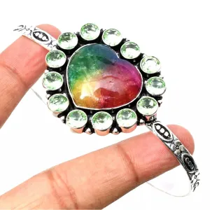 Solar Quartz Gemstone 925 Sterling Silver Handmade Jewelry Bracelet Adjustable