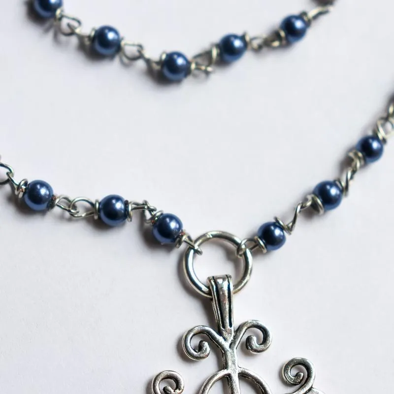 Square Cross Rosary Necklace