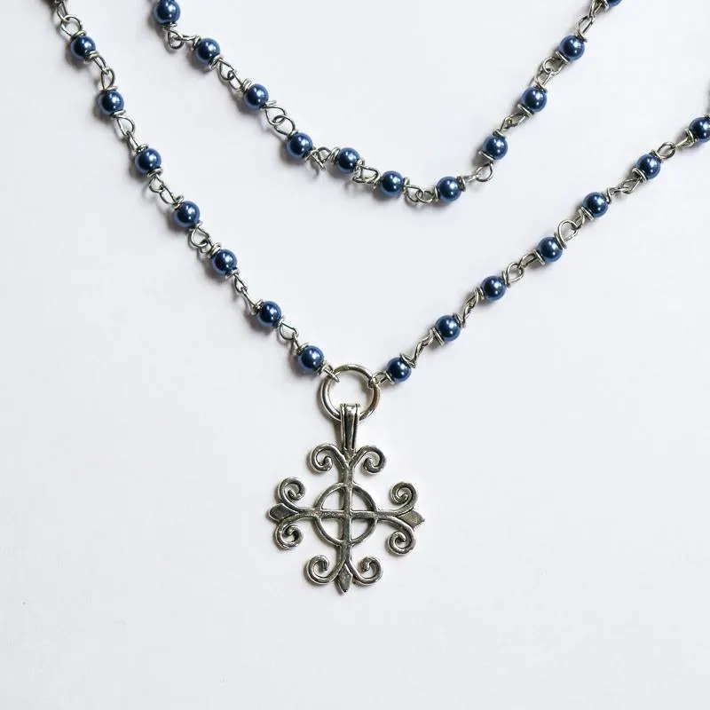 Square Cross Rosary Necklace
