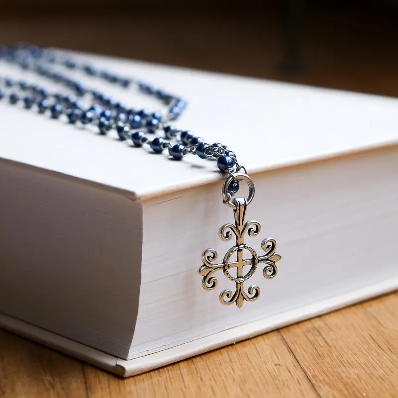 Square Cross Rosary Necklace