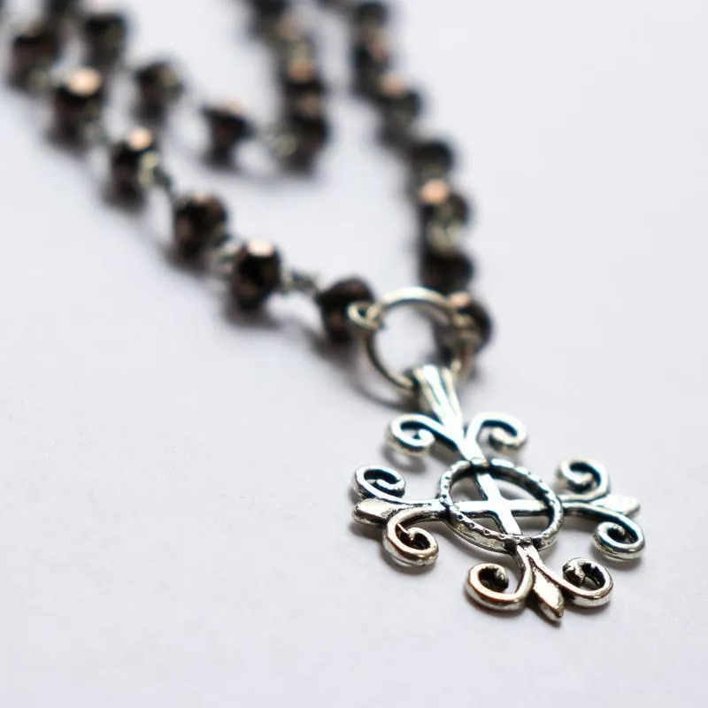Square Cross Rosary Necklace