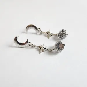 Sterling Silver Celestial Quartz Drop Earrings
