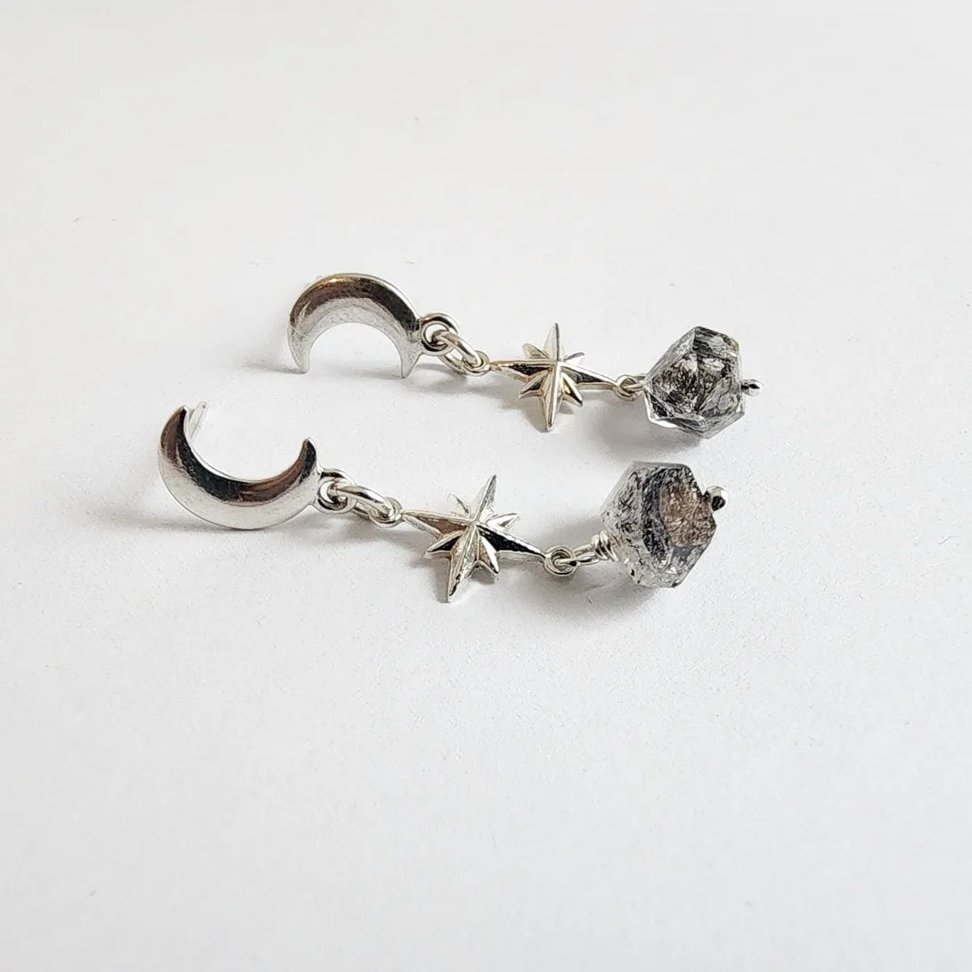 Sterling Silver Celestial Quartz Drop Earrings