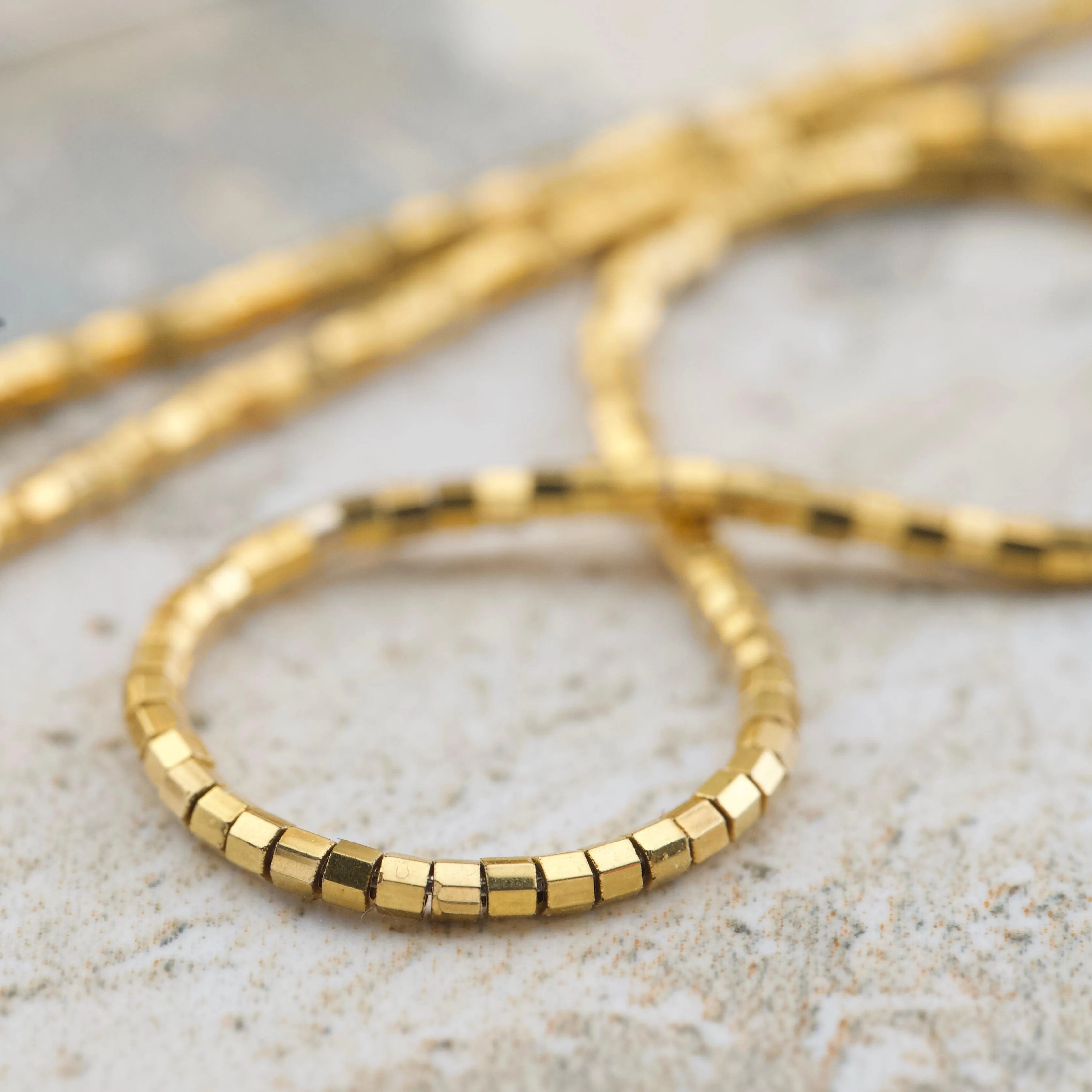 Sterling silver chain and sparkling 24k gold plated Japanese Glass slider beaded necklace