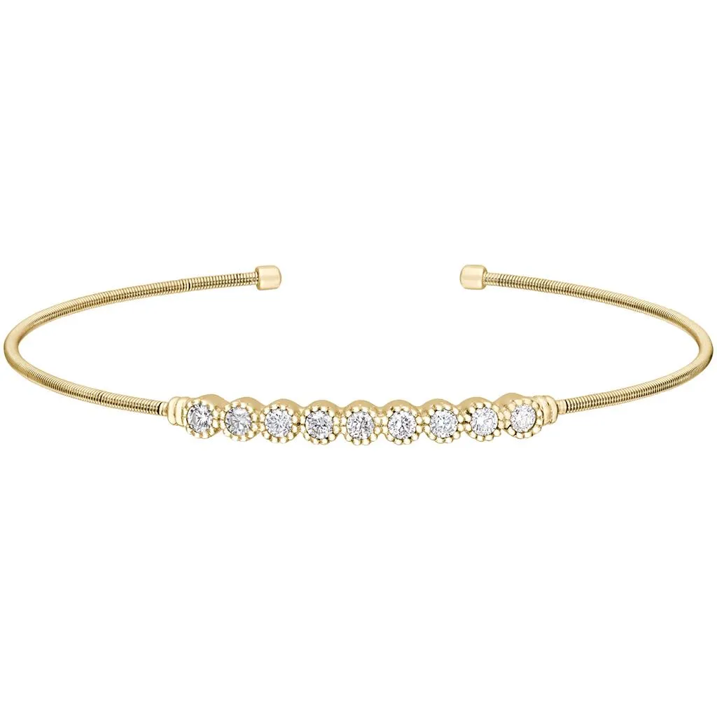 Sterling Silver Gold Finish Cable Cuff Bracelet