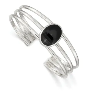 Sterling Silver Onyx 3-Strand Cuff Bangle