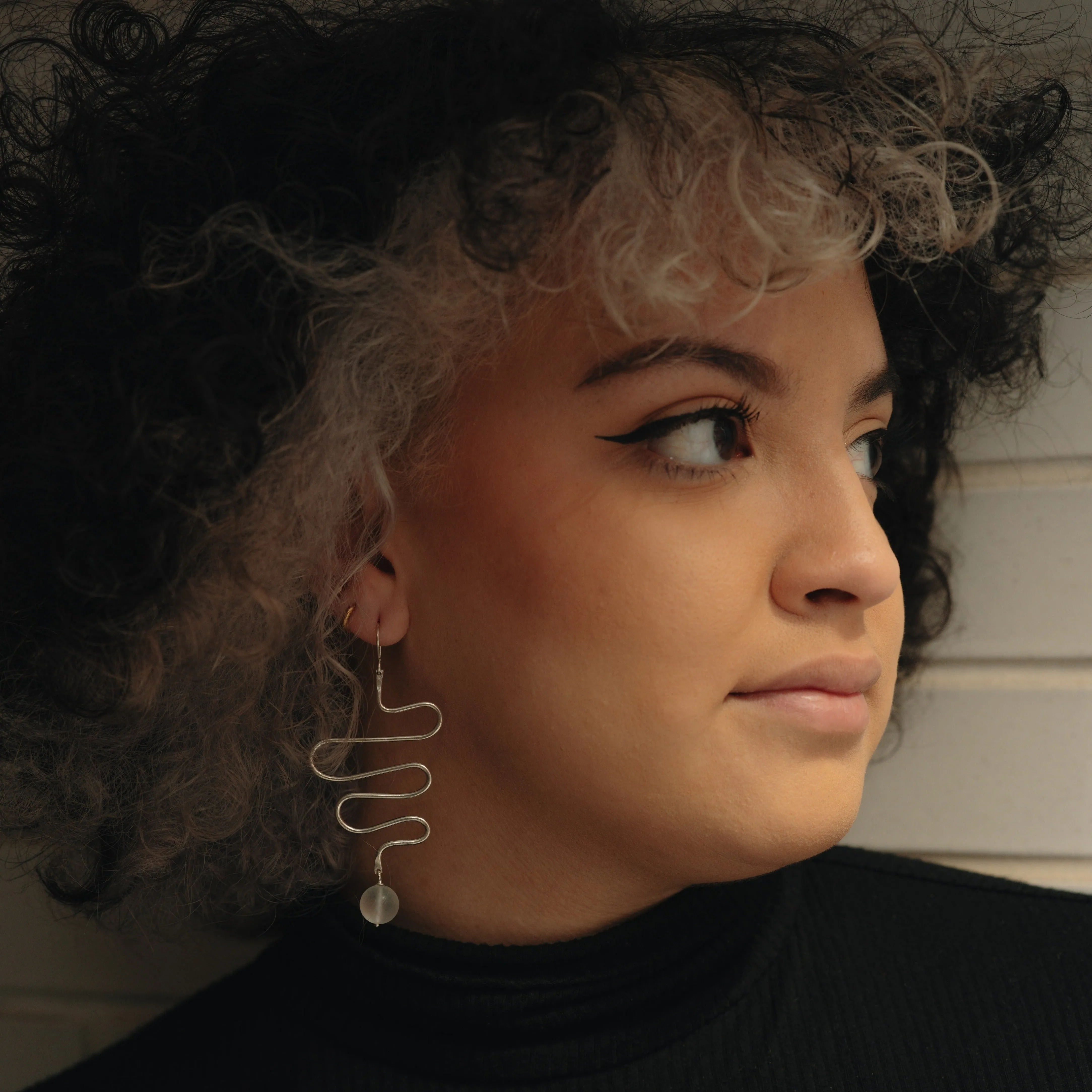 Sterling Silver Squiggle Drop Statement Earrings