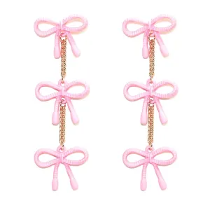 TE10679 Tiered Bow Dangle Earrings