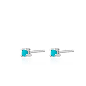 Teeny Tiny Stud Earrings - Silver/Turquoise - SPESSS140