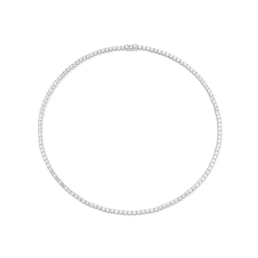 Tennis Necklace (10.02 ct GH VVS-VS Diamonds) in 18K White Gold