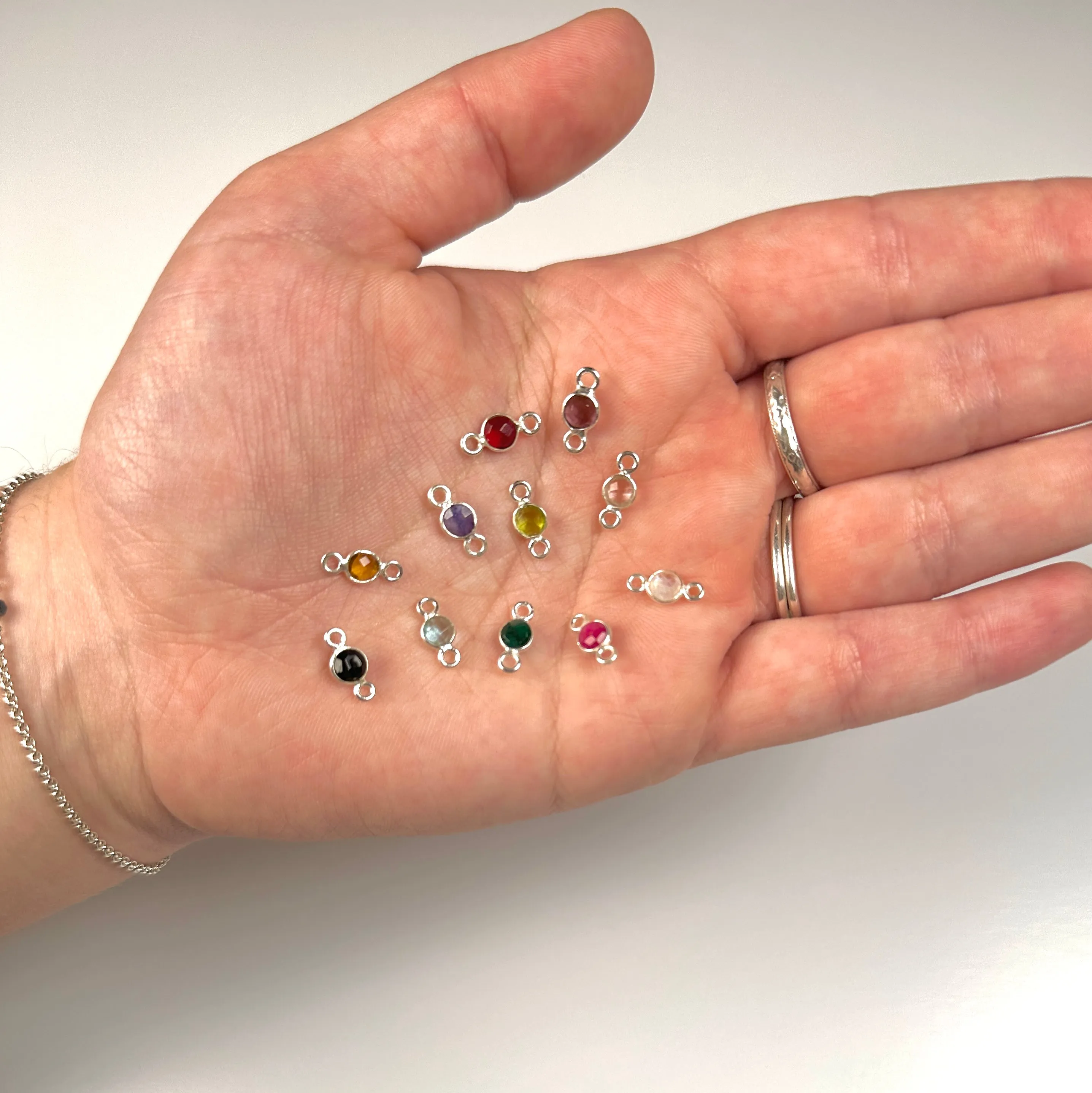 Tiny Round Channel Set Sky Blue Topaz Connector