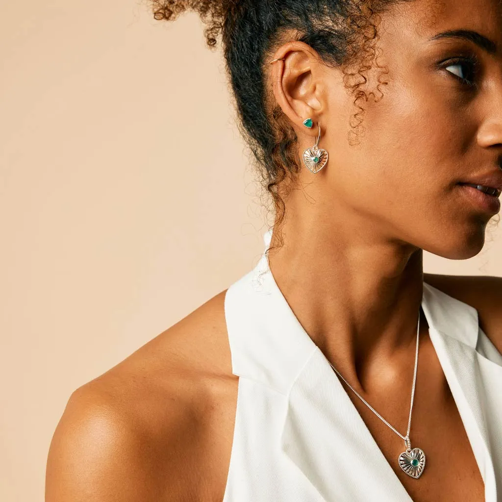 Trillion Stud Earrings - Green Onyx