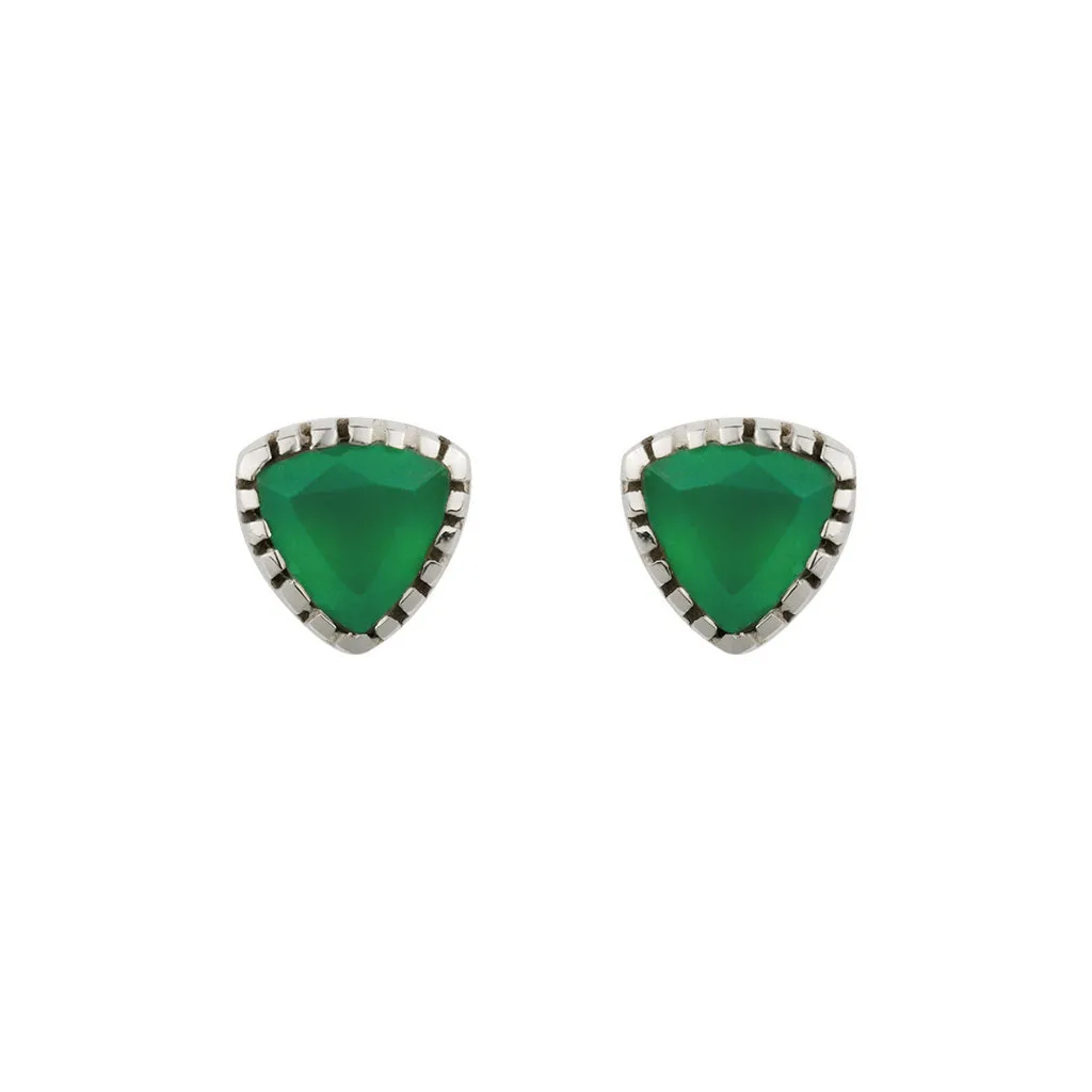 Trillion Stud Earrings - Green Onyx