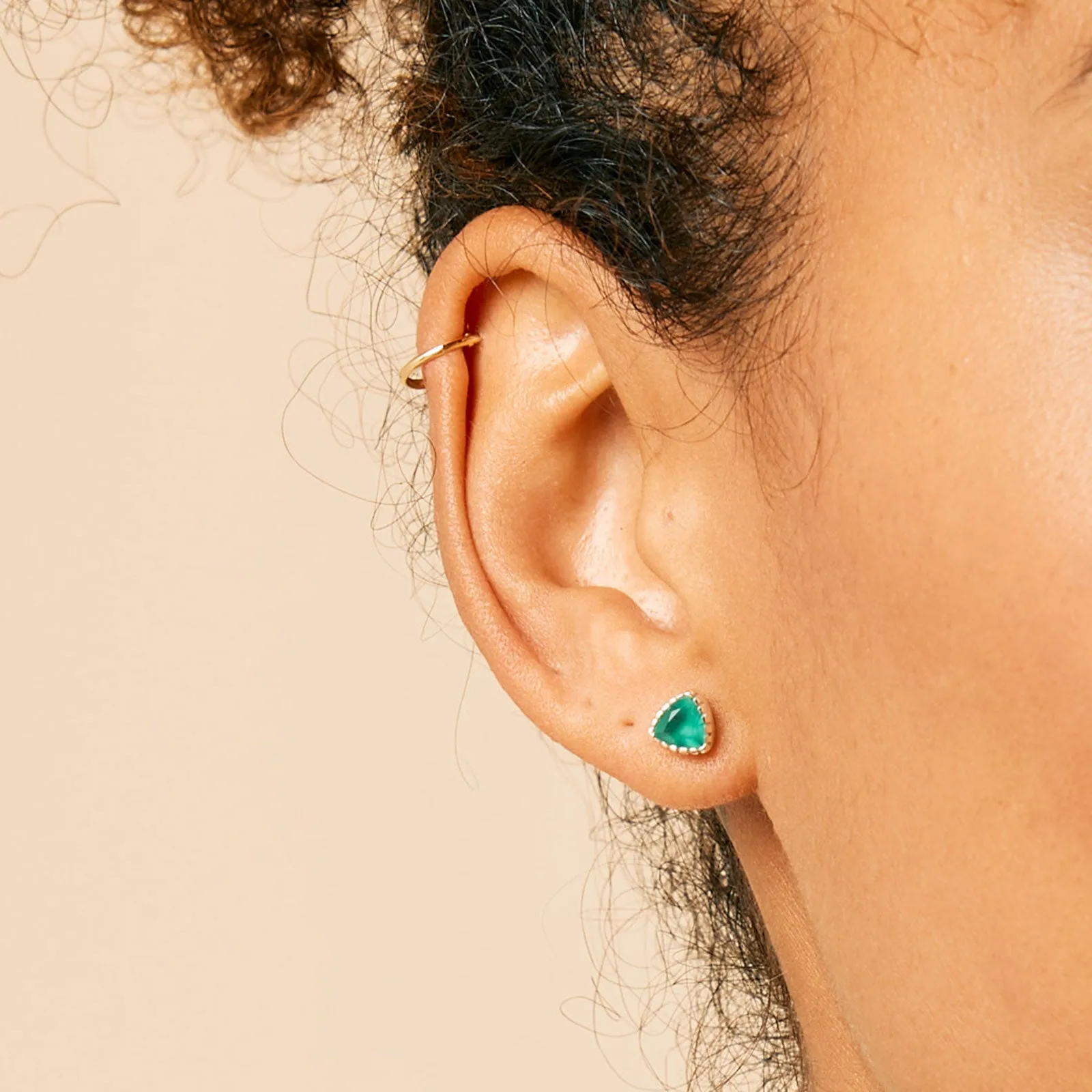 Trillion Stud Earrings - Green Onyx