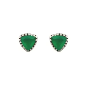 Trillion Stud Earrings - Green Onyx