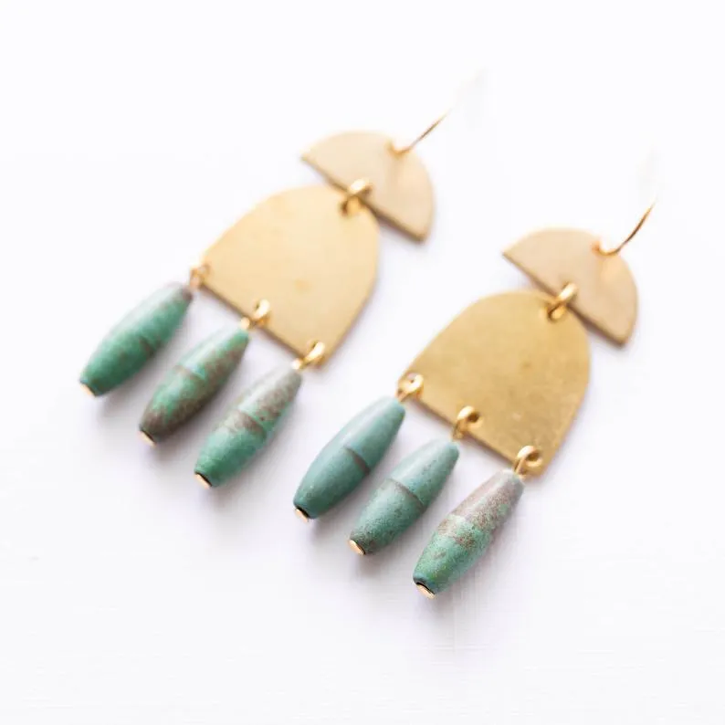 Turquoise and Brass Earrings- WS