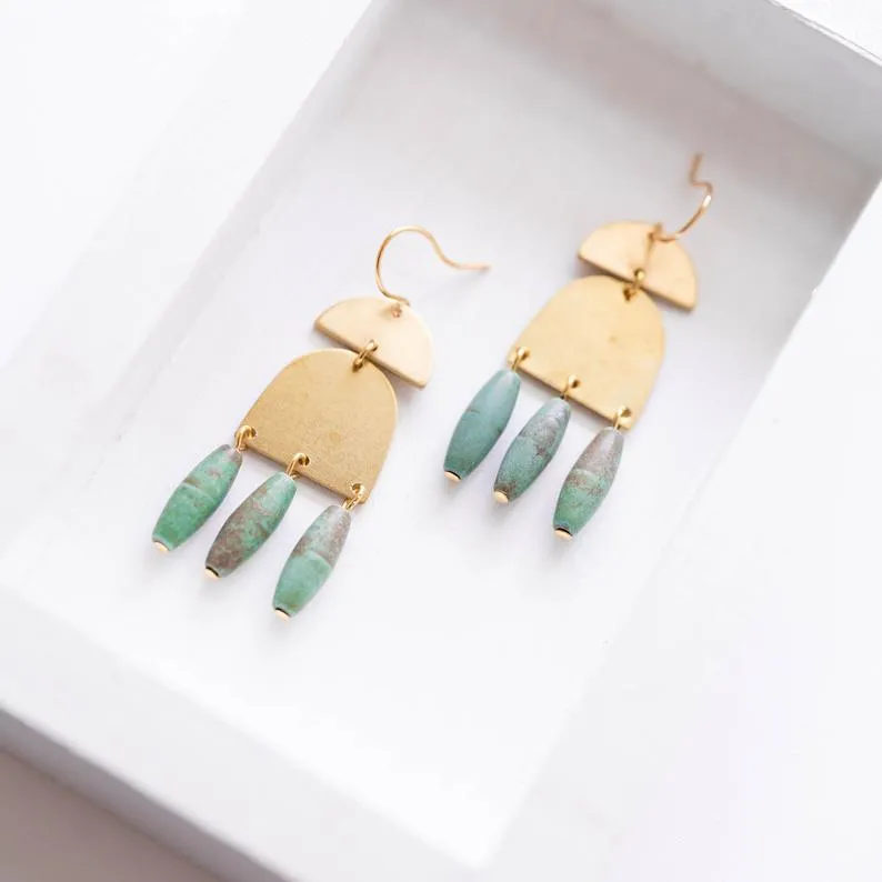 Turquoise and Brass Earrings- WS