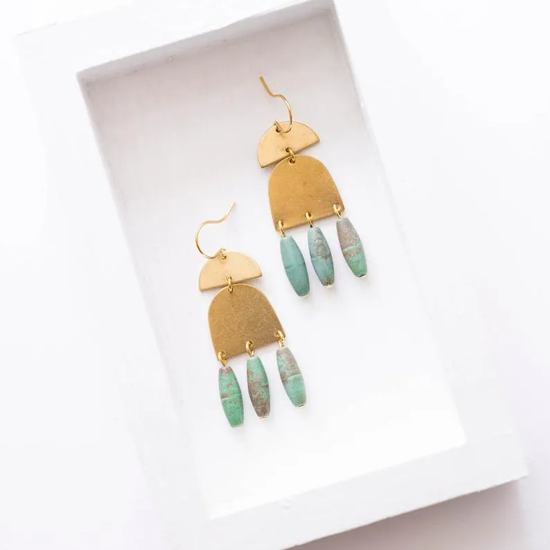 Turquoise and Brass Earrings- WS