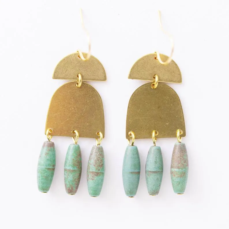 Turquoise and Brass Earrings- WS