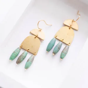 Turquoise and Brass Earrings- WS