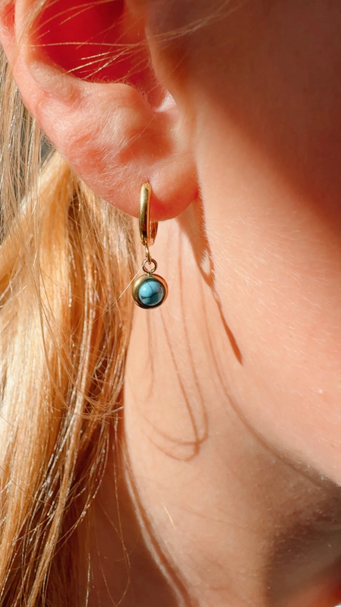 Turquoise charm hoop earrings