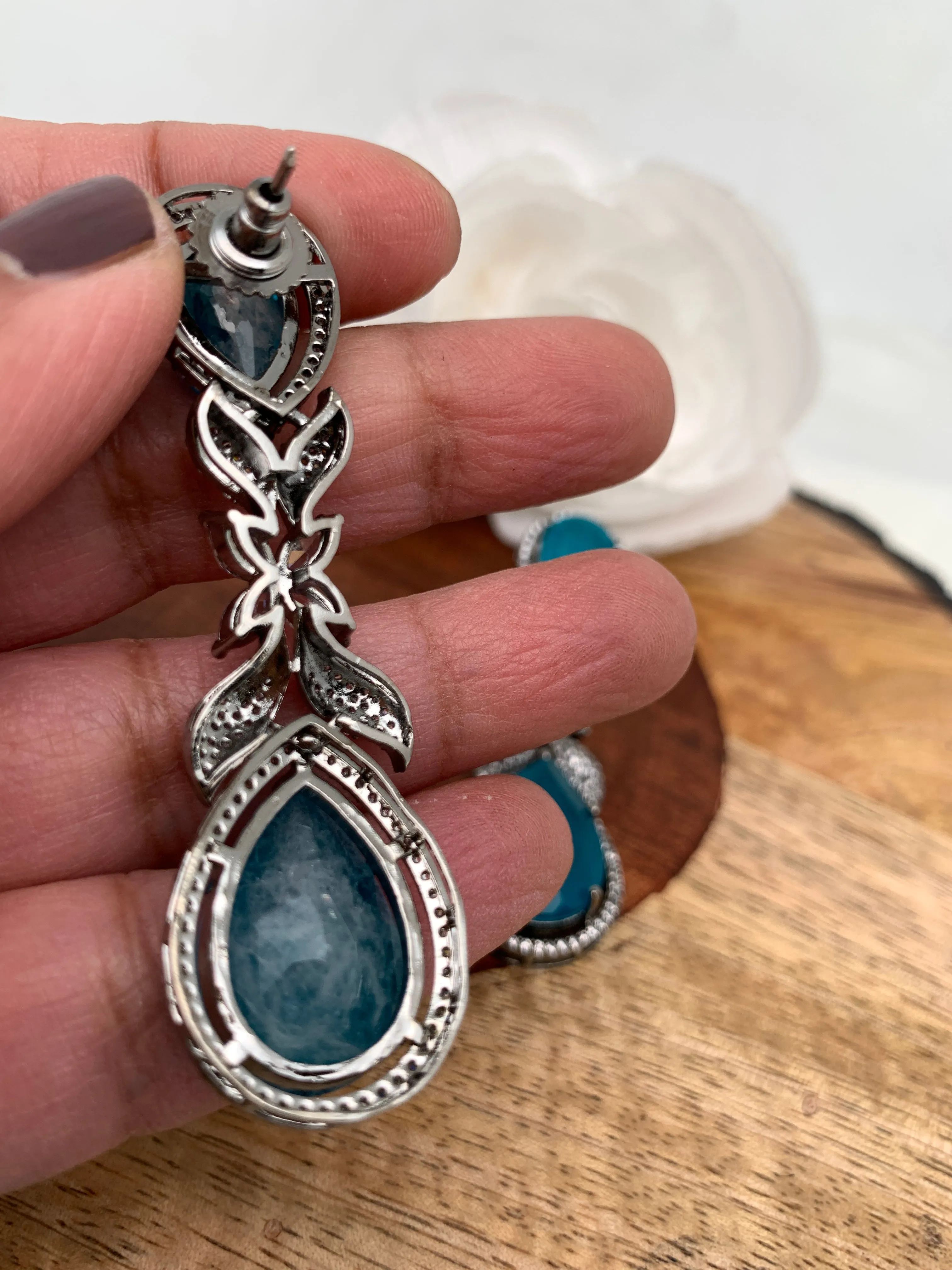 Turquoise Doublet Stone AD Earrings