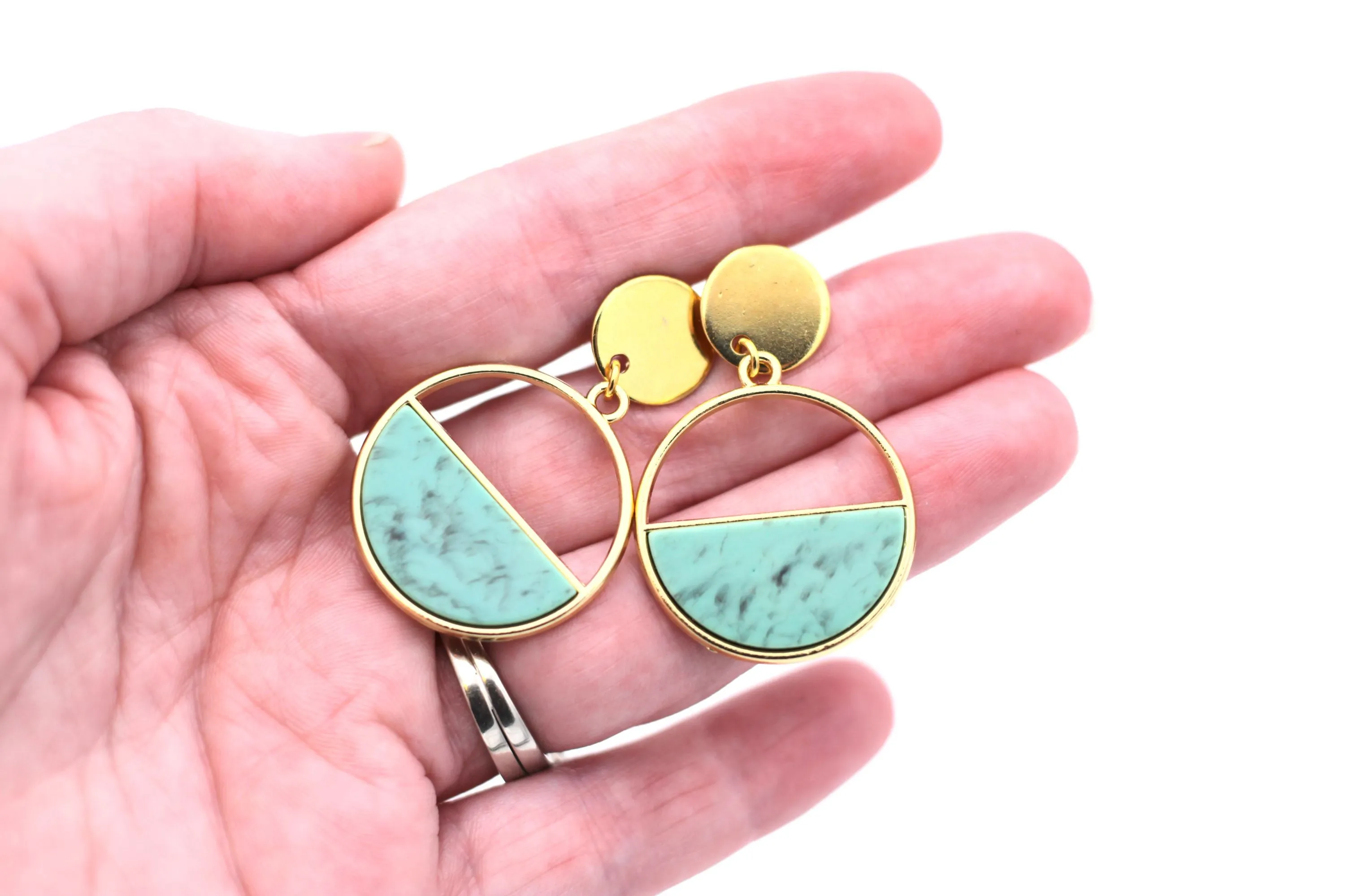 Turquoise Half Circle Earrings