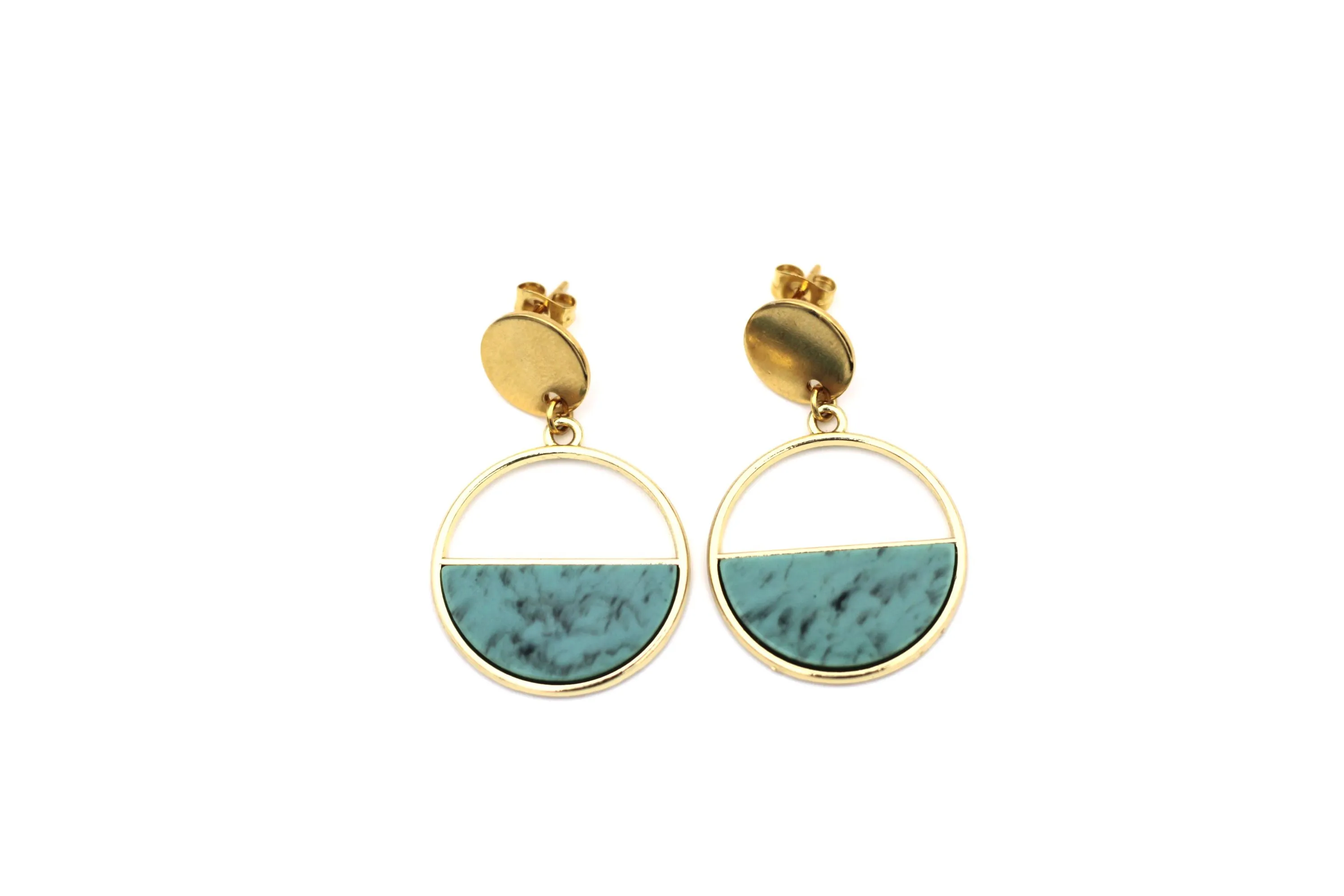 Turquoise Half Circle Earrings