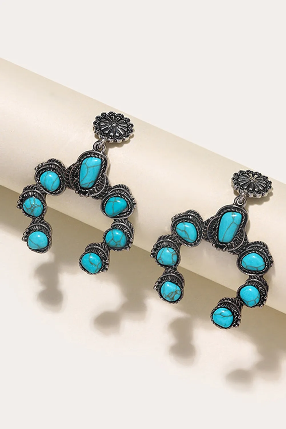 Turquoise Luck Pumpkin Blossom Stud Earrings
