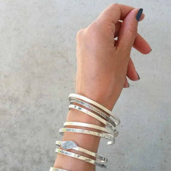 Unisex Sterling men or women silver cuff bracelet satin finish bracelet