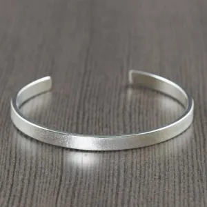 Unisex Sterling men or women silver cuff bracelet satin finish bracelet