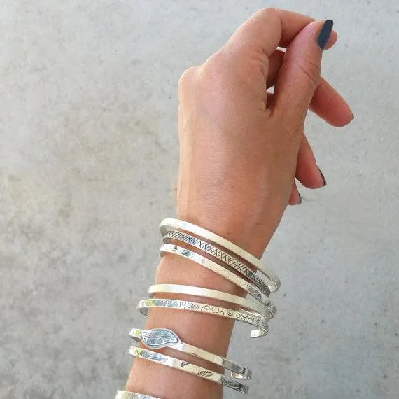 Unisex sterling silver cuff bracelet for men or women Geometric design