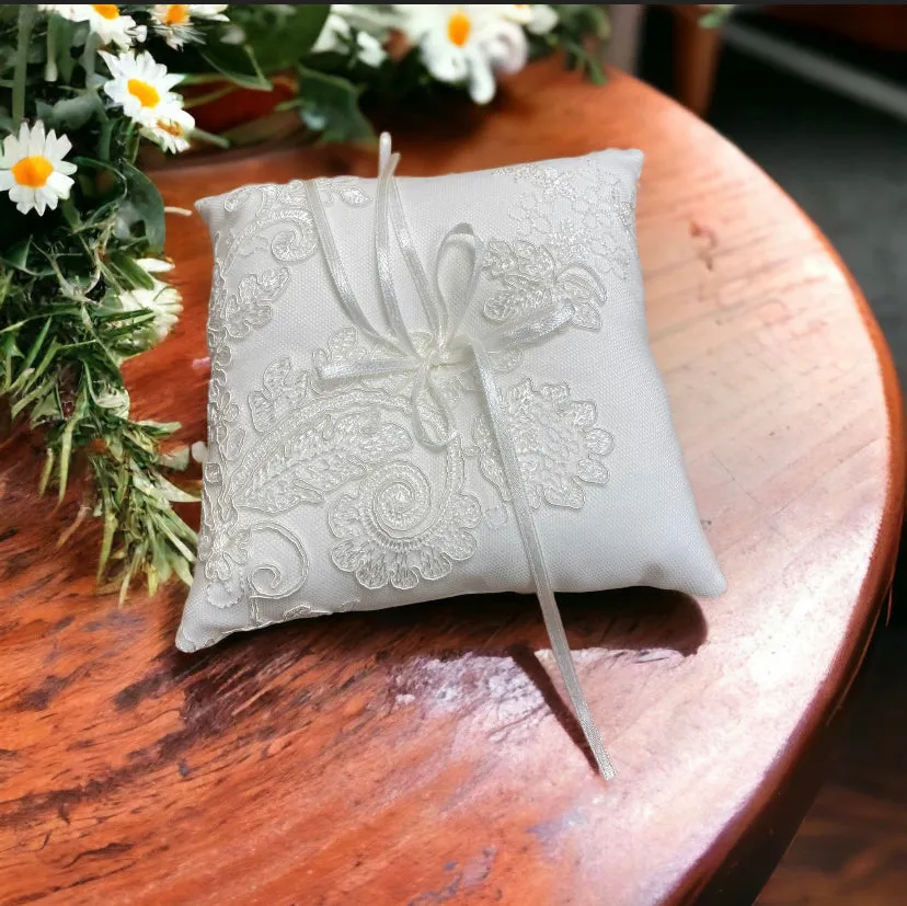 White Lace Ring Bearer Pillow